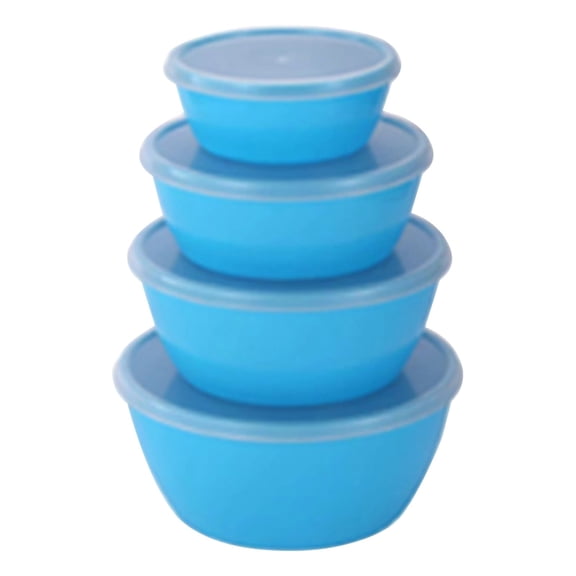 Plastic Round 4-Piece Fresh-Keeping Bowl Set Light Blue – Salad Bowls With Lids – Microwave & Dishwasher Meal Prep Container Set Of 4 - Limited Time Special Clearance Sale, By Pryess