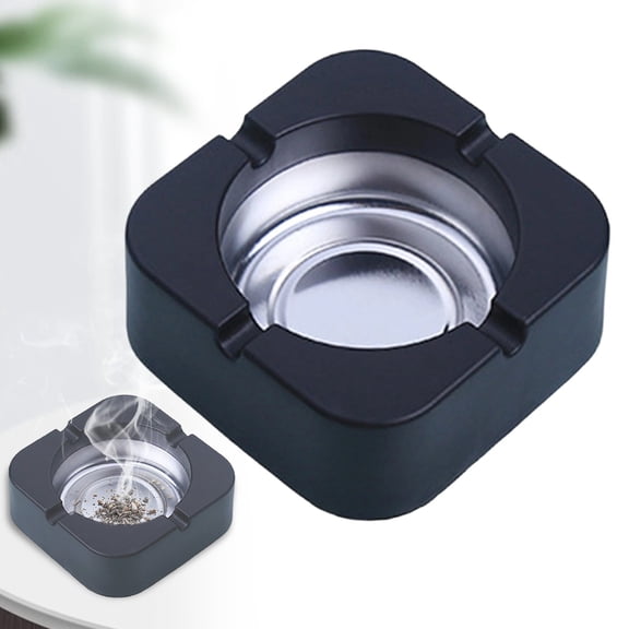 Plastic Round Ashtray, Ash Trays for Cigarettes, Stackable Desktop Ash Holder, 3.54×3.54 in Cigarette Ash Tray, Heat Resistant Tabletop Ash Storage, Large Capacity Plastic Ashtray,Black