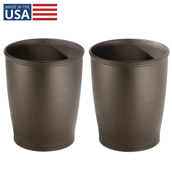 Plastic Round Bathroom Trash Cans - Ideal for Primary and Guest Bathrooms or Home Offices - Made in USA