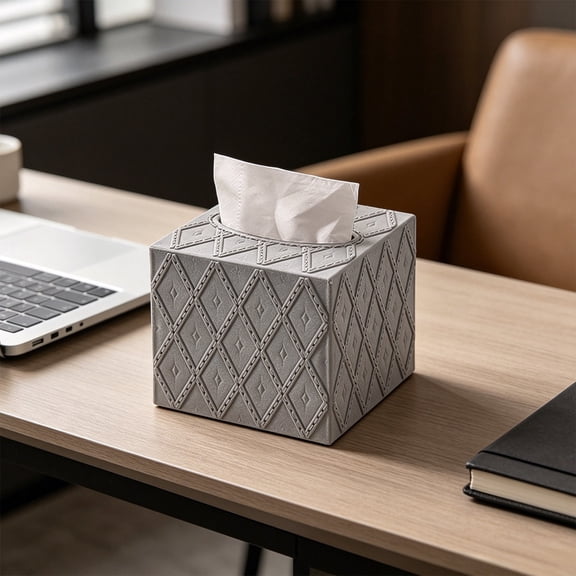 Plastic Round Tissue Box Holder with Lid Desktop Refillable Napkin Dispenser for Home Office Car Bathroom