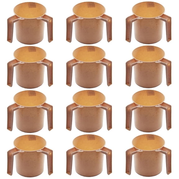 Plastic Round Wash Cup BA157- 12 pack - Beige with Dots