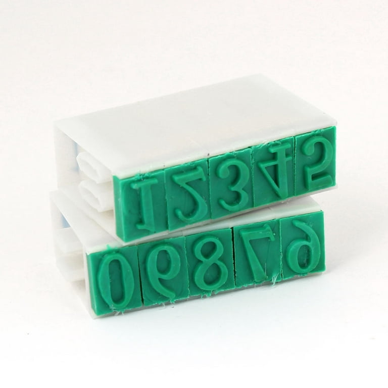 Uxcell Rubber 0-9 Number Detachable Stamp, 18mm Wide, Off White Green