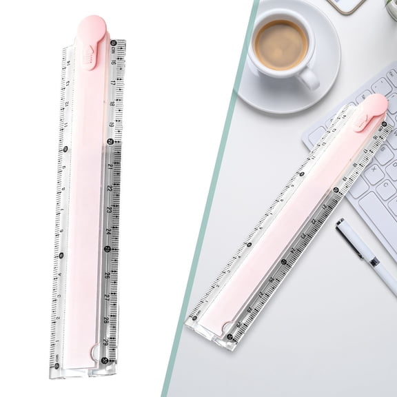 Plastic Ruler 12 Inch 30cm Folding Ruler with Geometry Template Dual Scale Metric Ruler Straight Edge Measuring Tool Drafting Tools for Drawing Craft DIY Office Supplies