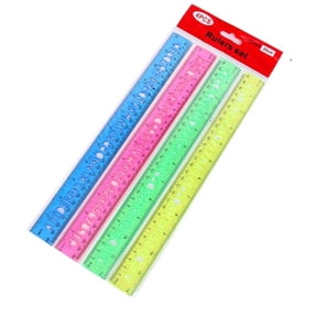 Plastic Ruler, 12 Inch Standard Size, Dual Scale Translucent Alphabet Stencil Rulers for Office Studio Craft Layouts 4 Pack, LLLDMXY