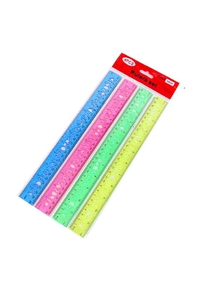 Plastic Ruler, 12 Inch Standard Size, Dual Scale Translucent Alphabet Stencil Rulers for Office Studio Craft Layouts 4 Pack, LLLDMXY