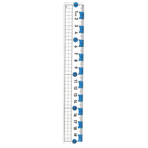 Plastic Ruler, 8in/20 cm Clear Plastic Ruler, Centimeter, Millimeter, Pack of 1,Blue