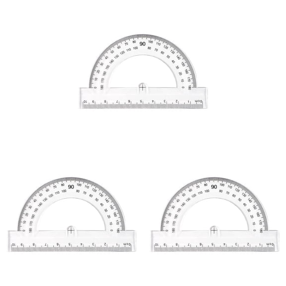 Plastic Ruler Small Ruler,180 Degree Plastic Protractor,4 Inch Plastic Protractor Clear Ruler,Open Center Protractor,Tools for Drawing,Drafting,Measuring,Precise Math,Engineering Applications,3PCS