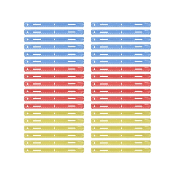 Plastic Ruler, Standard/metric, 12" (30 Cm) Long, Assorted Translucent Colors | Bundle of 5 Boxes