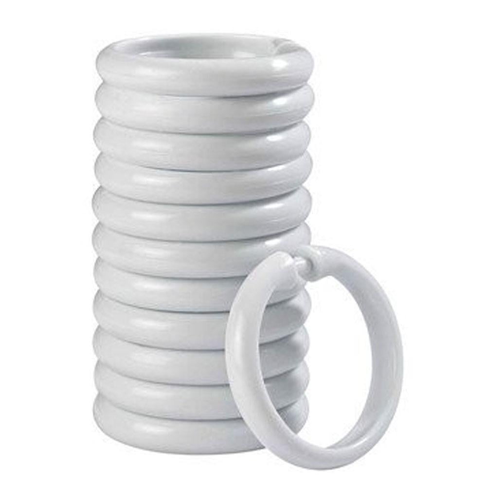 Circular Shower Plastic Rustproof Round Shower Curtain Hooks Set of 12, Anti-Slip No ...
