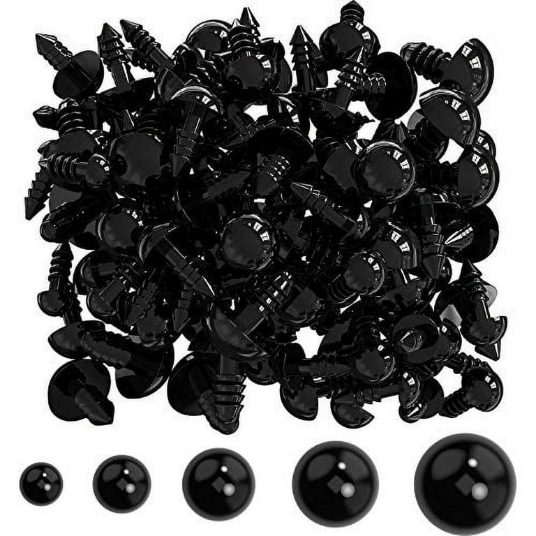 ARTCXC 50Pcs 15mm Black Solid Plastic Safety Eyes Craft Eyes with Washers  for Doll Puppet Plush Animal DIY Making