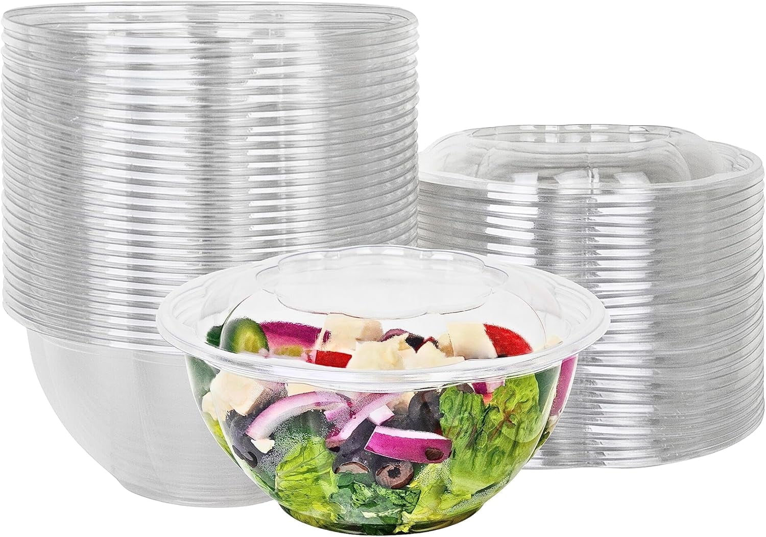 Plastic Salad Bowl by Green Direct - Disposable Clear Mixing Bowl set ...