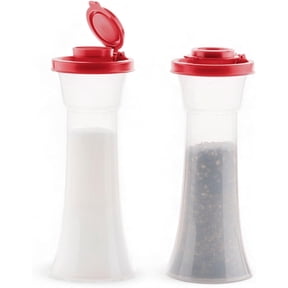 Plastic Salt And Pepper Shakers With Lids,Salt Shaker Set,Picnic Salt For Restaurant Kitchen Camping Outdoor (2PCS, Red)