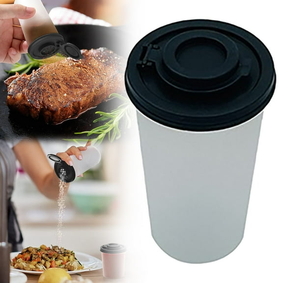 Plastic Salt and Pepper Shakers with Lid, Moisture Proof Spice Dispenser, Seasoning Container Pourer with Shaker Lids to go Outdoors Kitchen Lunch Boxes Travel Spice Set Clear Plastic Black-L
