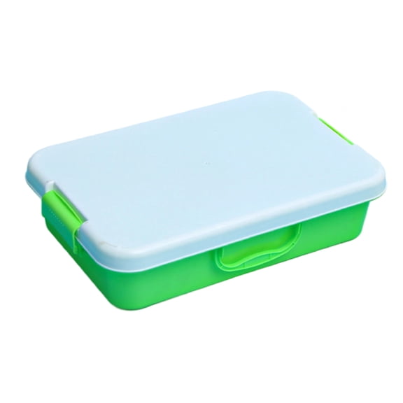 Plastic Sand Trays For Kids Play Stackable Waterproof Storage Boxes With Lid Sensory Toy Art Craft Supplies Blue Green