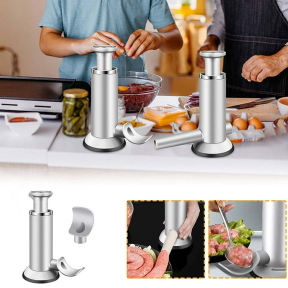 Plastic Sausage Maker, Manual Sausage Tool, Meatball and Salami Maker, Durable Plastic Construction, Home Kitchen Use, Easy to Clean, Homemade Sausage Coating, Meat, Ihhxbz | Silvery