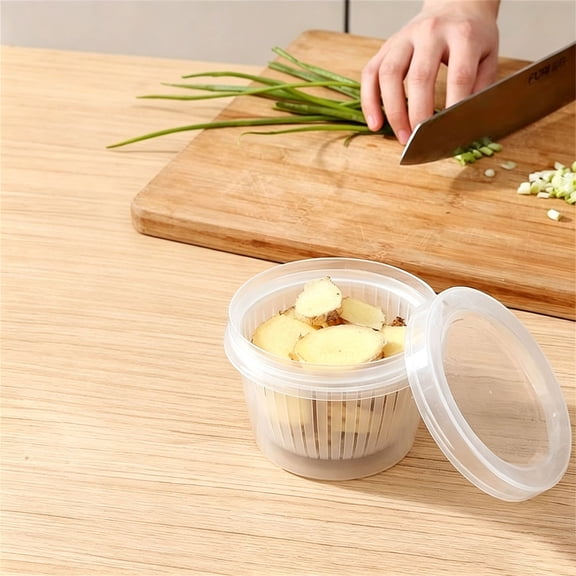 Plastic Scallion Storage Box,Drip Proof Garlic & Onion Keeper,For Refrigerator Vegetable Preservation,1PC,Clear