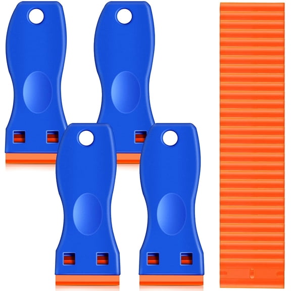 Plastic Scraper Tool with 100 Pieces Plastic Replacement Blades for Decal Sticker and Label Removal