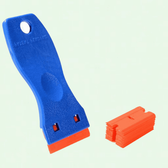 Plastic Scraper with 10 Plastic Razor Blades, Sticker Remover, Scraper Tool for Kitchen, Window, Glass, Decals