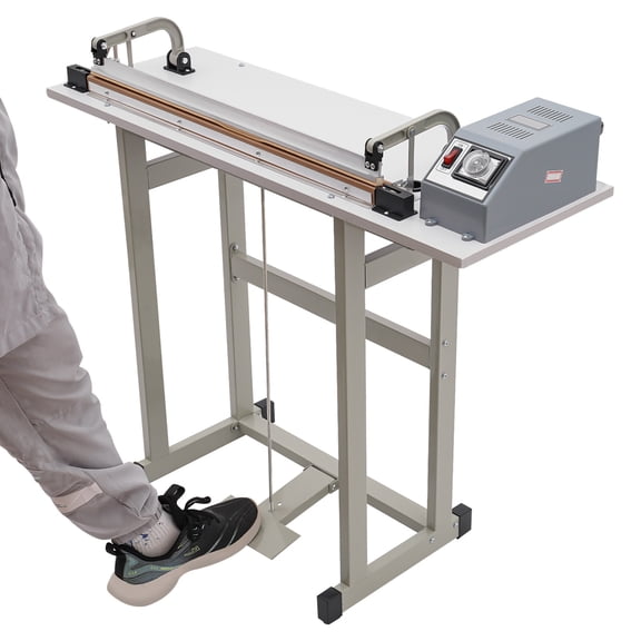 Plastic Sealer Machine Foot Pedal Heat Sealing Cutting Machine110V 850W Bag Sealer 22in Heat Seal Foot Pedal Sealer 0.6mm Wide Seal and Foot Contro