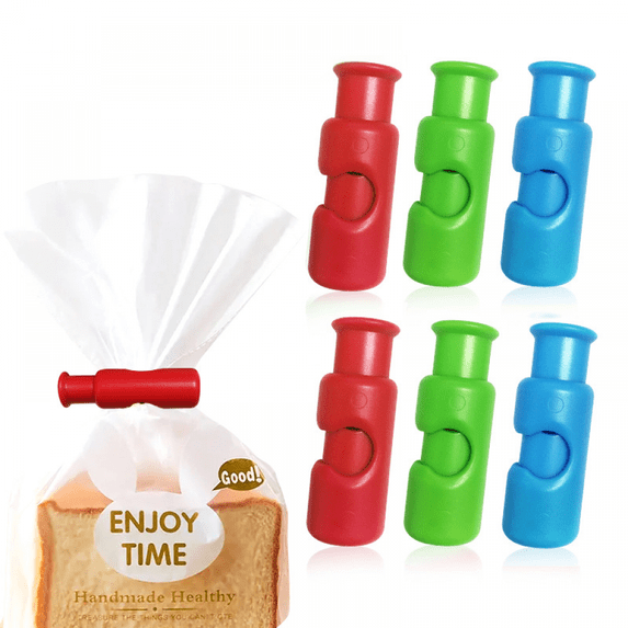 Plastic Sealing Clips for Food Bags - 12 Pack (4 Red, 4 Green, 4 Blue)