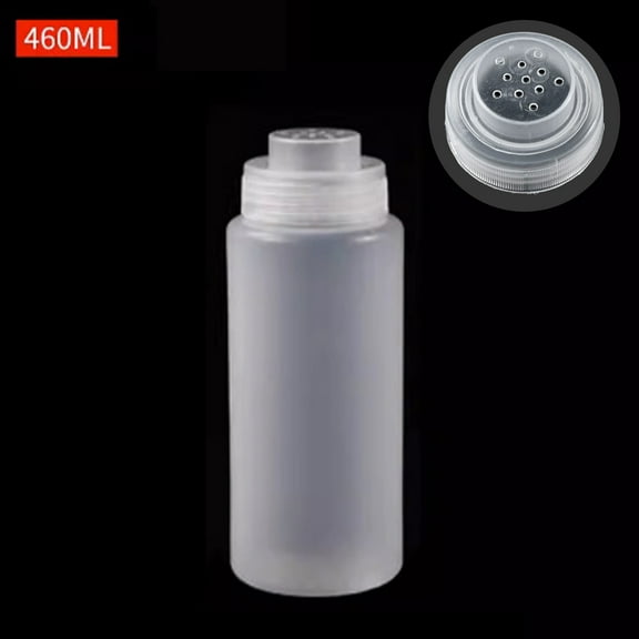 Plastic Seasoning Bottle 460ml - Spice Sprinkler with Holes for Powder - Cumin Pepper Shaker Dispenser - Kitchen Spice Container for BBQ Cooking - Transparent Condiment Jar