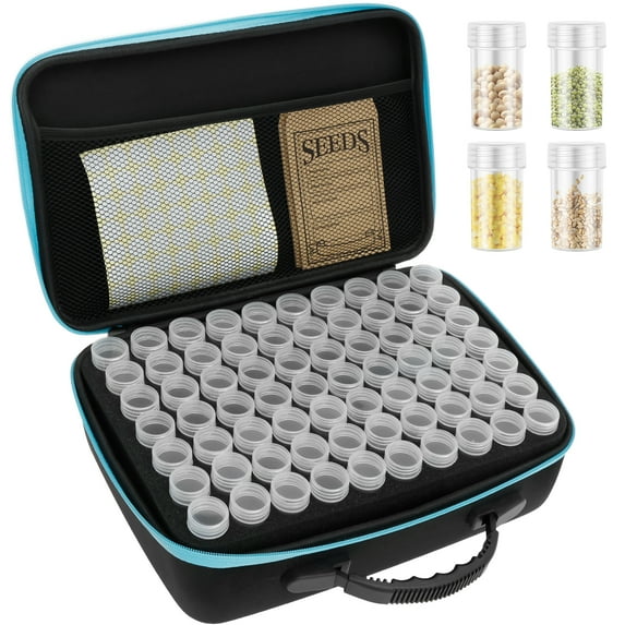 Plastic Seed Storage Organizer Box Clear Sorting Seed Storage Container with Tweezer Funnel and Sticker with Zipper Bag Label Stickers Seed Storage Container for Flower Plants Garden