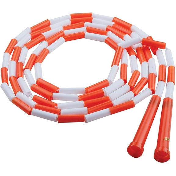 Champion Sports Classic Plastic Segmented Beaded Jump Ropes - Phys. Ed, Gym, Fitness and Recreational Use, 10'L, Orange/White