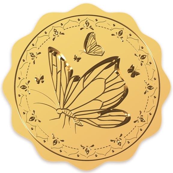 Plastic Self Adhesive Gold Foil Embossed Stickers Medal Decoration Sticker Building 5x5cm 4pcs/sheet