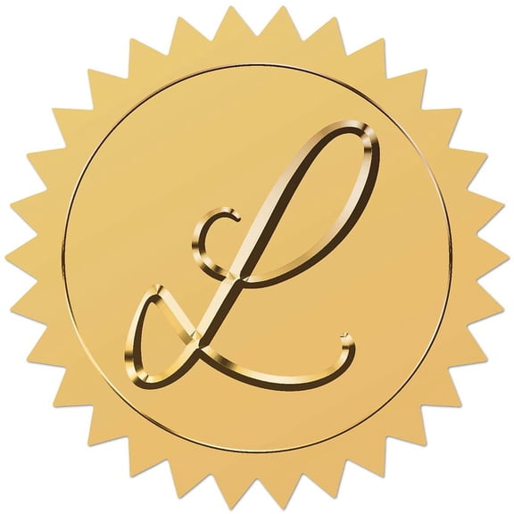 Plastic Self Adhesive Gold Foil Embossed Stickers Medal Decoration Sticker Letter L 5x5cm diy