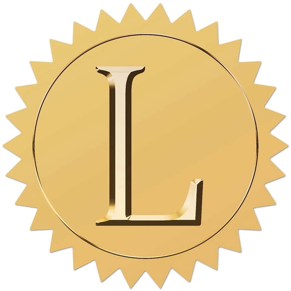 Plastic Self Adhesive Gold Foil Embossed Stickers Medal Decoration Sticker Letter L 5x5cm for DIY