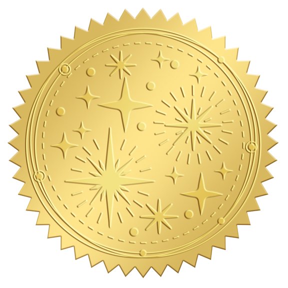 Plastic Self Adhesive Gold Foil Embossed Stickers Medal Decoration Sticker Star 5x5cm 4pcs/sheet Diy