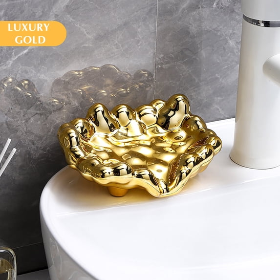 Plastic Self-Draining Soap Dish with Anti-Slip Design for Bathroom or Kitchen, Minimalist Soap Holder and Sponge Rack