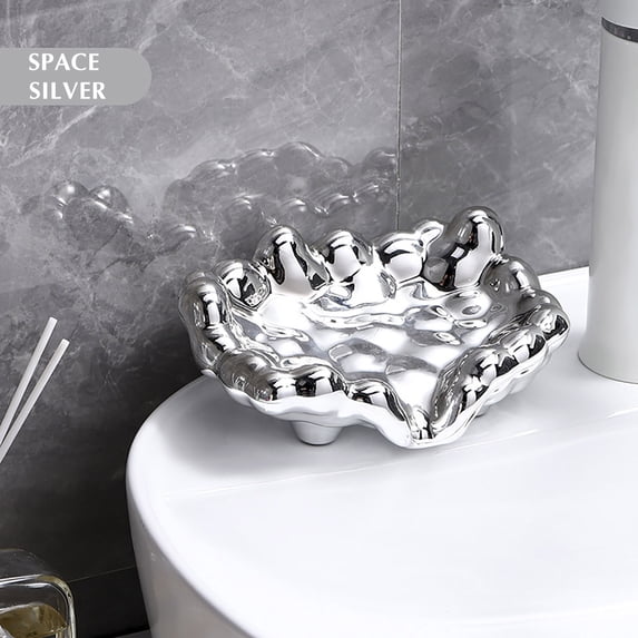 Plastic Self-Draining Soap Dish with Anti-Slip Design for Bathroom or Kitchen, Minimalist Soap Holder and Sponge Rack