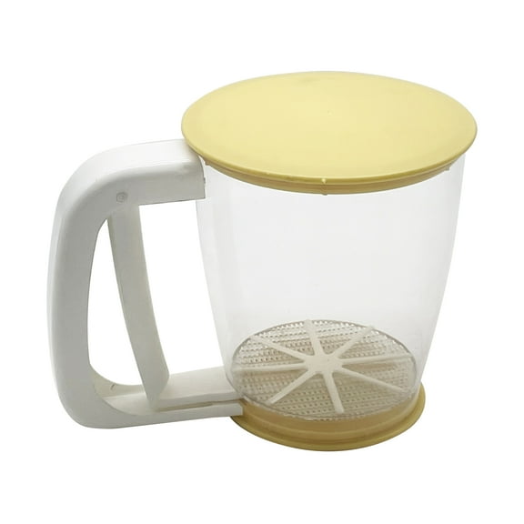 Plastic Semi-Automatic Flour Sifter Hand-held Cup Flour Sifter Strainer Powder Mesh Sieve Baking Supplies Tools with Lid