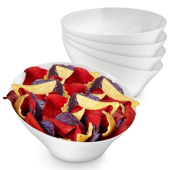 Plastic Serving Bowls (4 Pack) Large Disposable Candy Dishes, Buffet Containers for Chips, Popcorn, Snacks, Punch, Salad Bar, Snack Bowl, Parties, Office Desk, Bridal Shower, Party Supplies