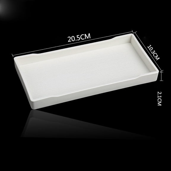 Plastic Serving Tray, 8.1x4.1 Inches White Rectangular Tray with Raised, Non-Slip, for Drinks, Food, Decor, Home, Restaurant