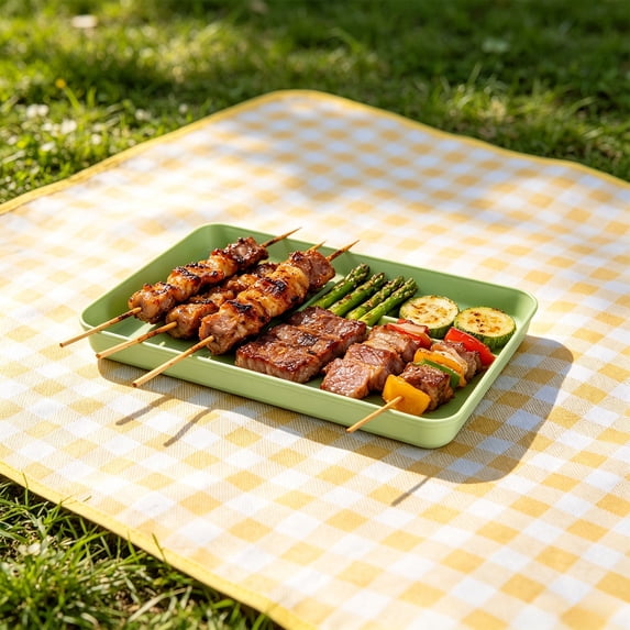 Plastic Serving Tray, Large 15 Inch Food Grade Serving Platter, Reusable Heavy Duty Tray for Parties Picnics Bbq and Home Kitchen
