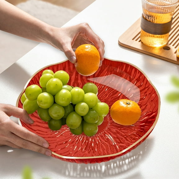 Plastic Serving Tray Rectangular Fruit Snack Platter for Kitchen Party Table,Red