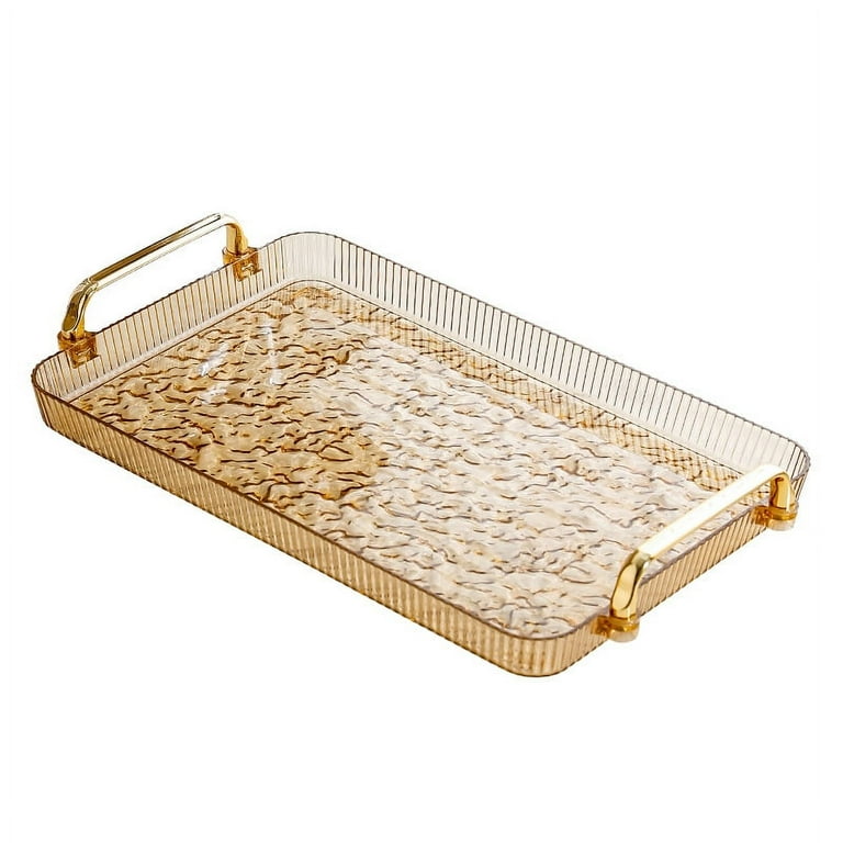 Plastic Serving Tray with Handle Rectangle Decorative Serving