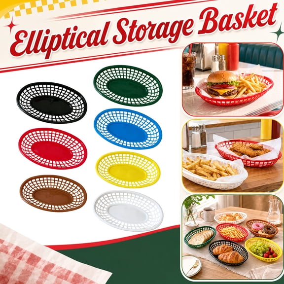 Plastic Serving Trays 10 Pack Red Oval Baskets for Party Serving Trays and Platters Great for Storage and Display As Gatherings Gifts for Home Restaurant Use