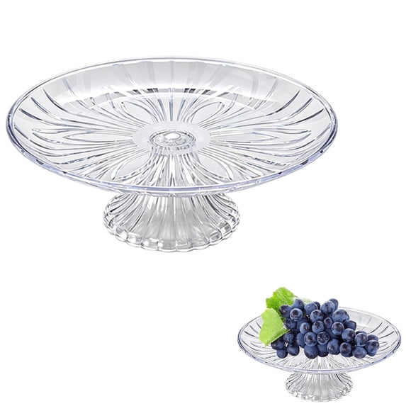 Plastic Serving Trays,Transparent Petal Shaped Plastic Serving Platter with Base,Clear Flower Shape Fruit Pedestal Dish,Reusable Clear Pedestal Candy Dessert Tray,Decorative Fruit Pedestal Plate