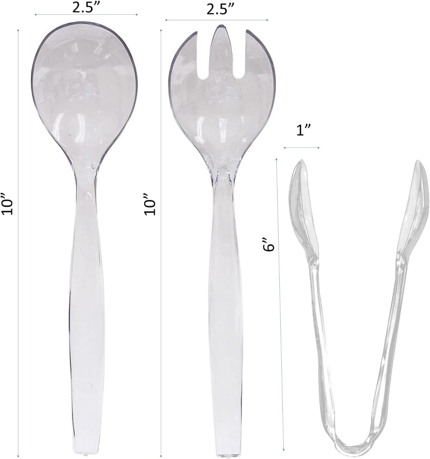 Plastic Serving Utensils, Clear Heavy Duty Disposable utensil Set 10