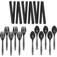 Plastic Serving Utensils Set, 18 Piece, 9" Black