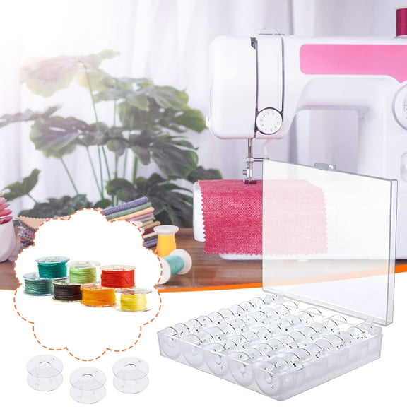 Plastic Sewing Bobbins ith Storage Case Box for Singer Standard Household Sewing Machines - Empty Bobbin Set for Thread Organization Sewing Room Accessories