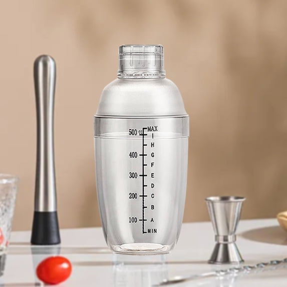 Plastic Shaker Cup for Cocktails Protein Drinks Milk Tea Barista Mixing Tool with Scale Markings,1PC,Clear