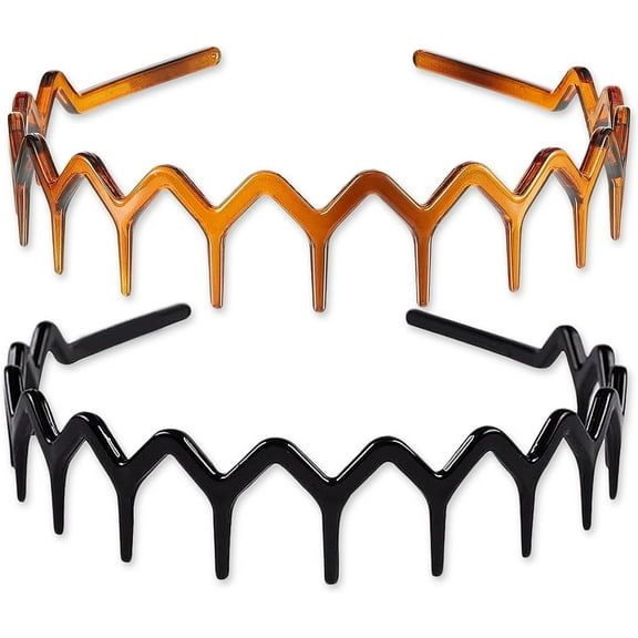 Plastic Shark Tooth Headbands, Non-Slip Hair Comb Hairbands for Women Men Girls, 2 Pack