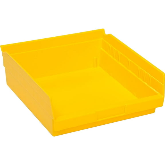 Global Industrial 184845YL Plastic Nesting Storage Shelf Bin - 11.125 x 11.625 x 4 in. - Yellow
