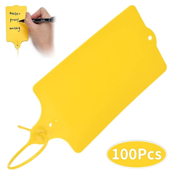 Plastic Shipping Tags Water Proof Tags for Labeling Shipping Labels Security Seals Writable Marker Ties Hanging Tags Storage Tag Yellow 100 Pcs