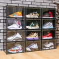 thumbnail image 1 of Plastic Shoe Box, 4/8/12x Stackable Black/ Clear Shoe Storage Box Sneaker Storage Bins Shoe Container Organizer for Women Men, 1 of 10
