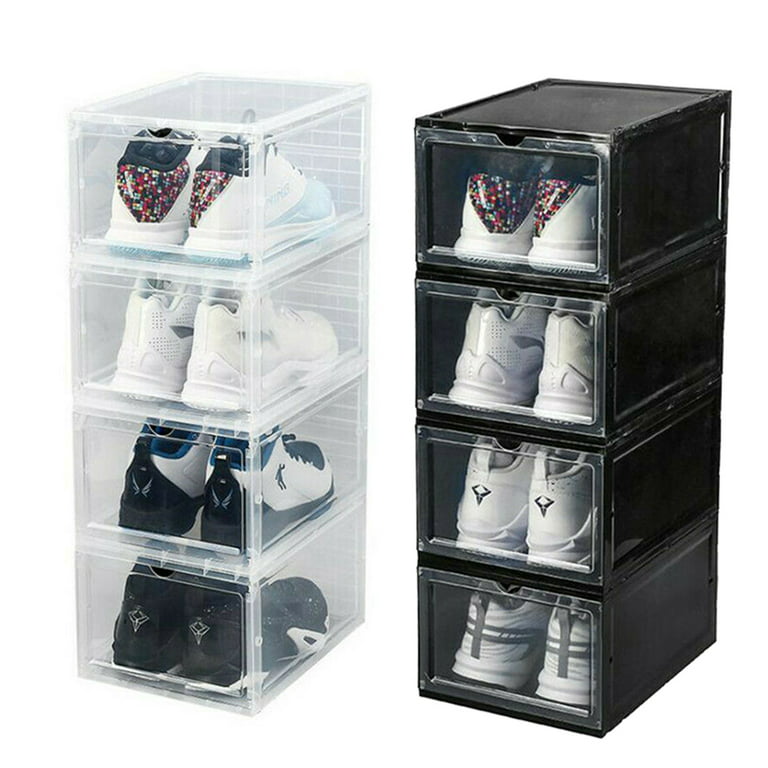Fixwal Large Shoe Storage Box Set of 6 Stackable Drop Front Plastic Shoe Organizer  Containers with Clear Door, Shoe Bins for Display Sneakers Fit Shoe Size Up  to US Men 12 - Yahoo Shopping